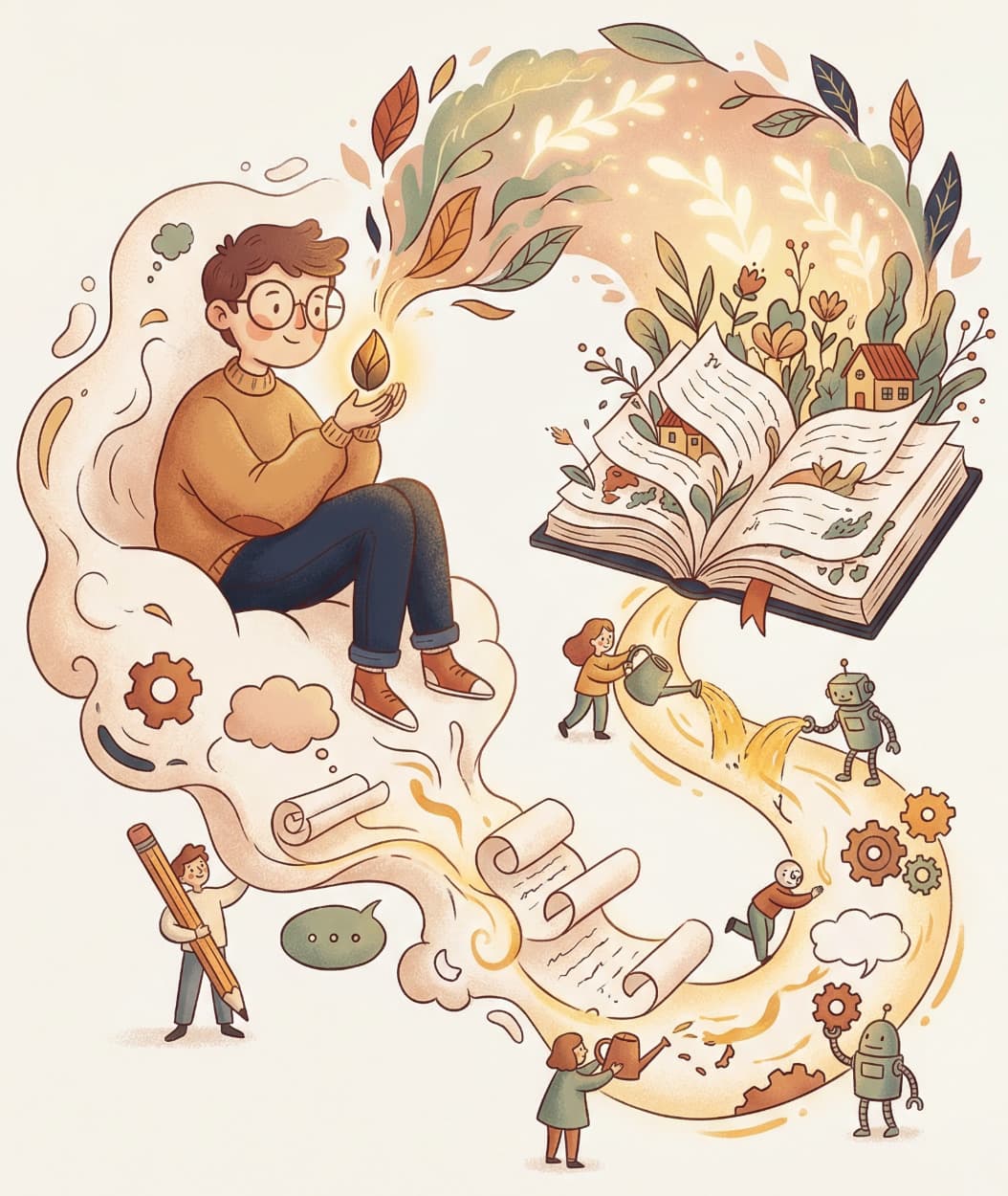 Book creation process illustration